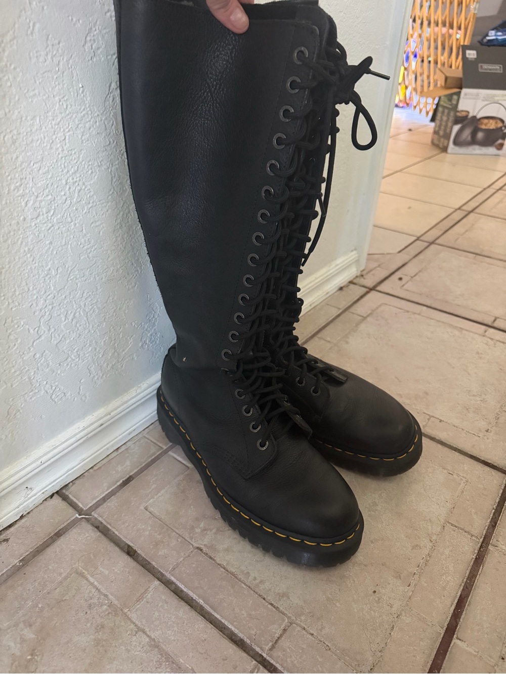 Dr. Martens Black Tall Lace-Up Platform Boots